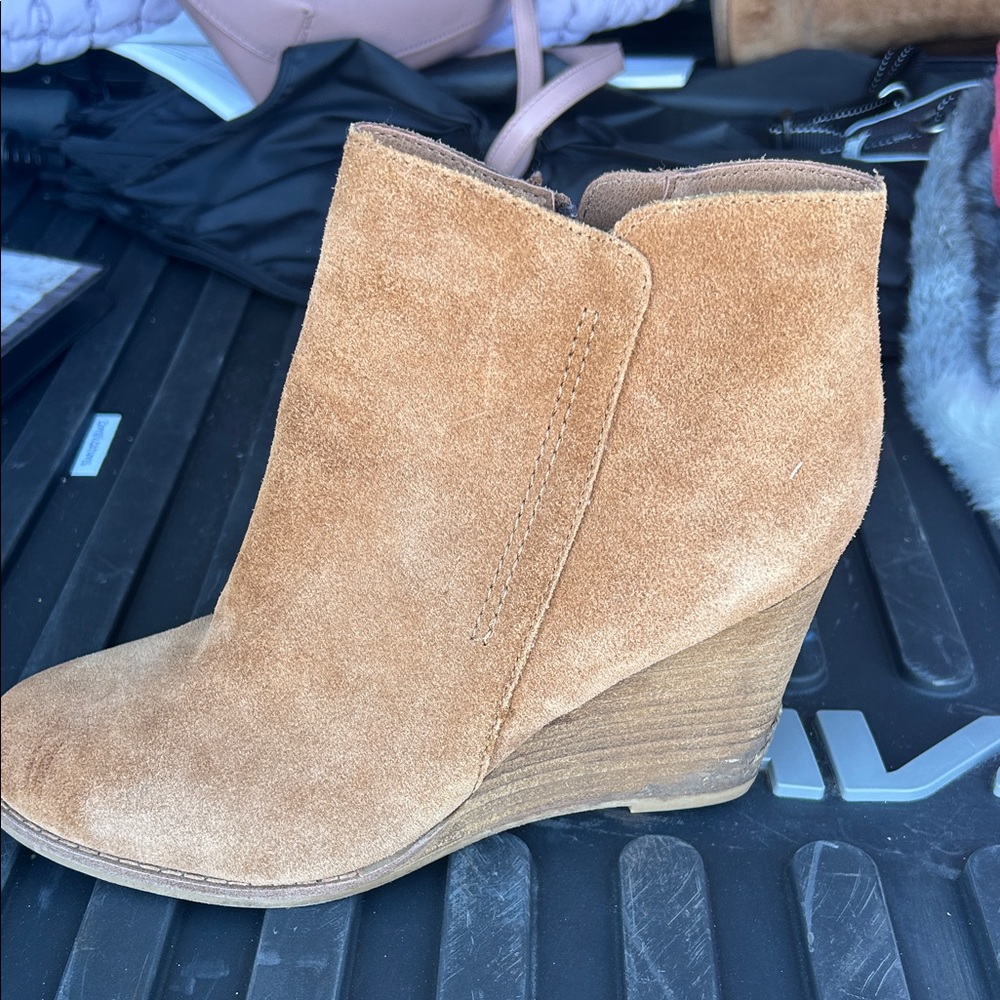 Franco Sarto Camel Suede Ankle Booties